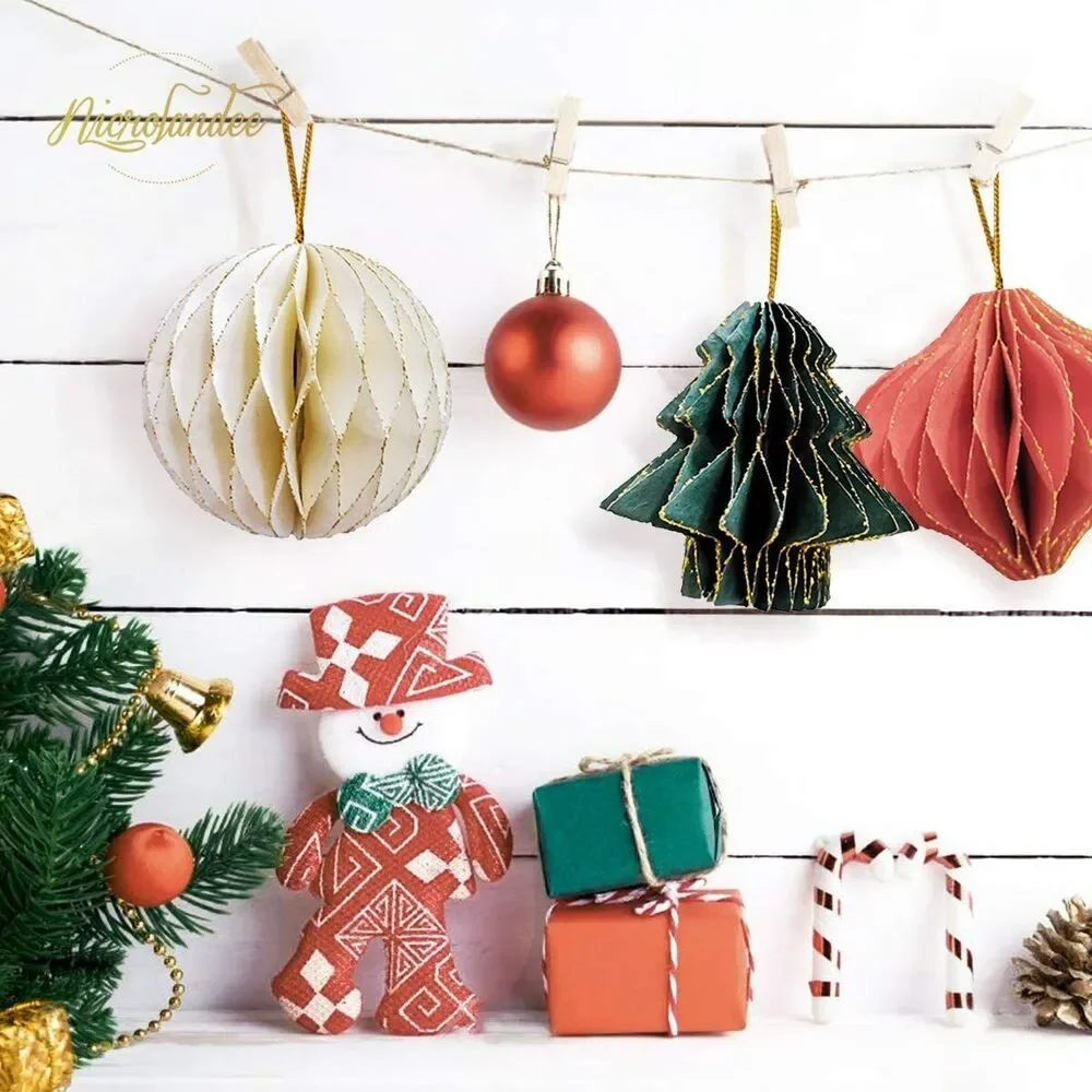 Paper Honeycomb Party Decorations - 3PCS 3D Mini Glitter Edge Paper Honeycomb